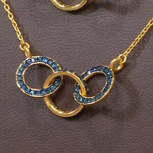 Rarities Carol Brodie 1/3 ctw Blue Diamond Link Trinity Necklace NWT